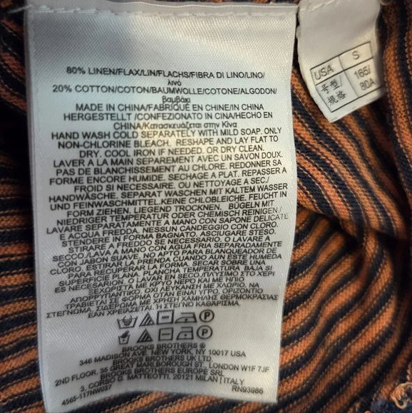 Women's Brooks Brothers Terracotta Orange & Navy Blue T Shirt, Size S - Picture 3 of 14